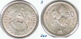 GUATEMALA 50 CENTAVOS PESO 1963 FLOR NACIONAL PLATA SILVER G1 - Guatemala