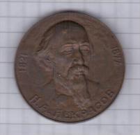 Russia USSR Nikolay Nekrasov, Poet Author Writer, Medal 3.60 Cm - Unclassified