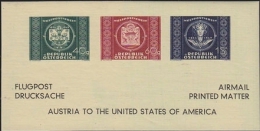 AUSTRIA 1949 UNIVERSAL POSTAL UNION COMBI USA-related Sheetlet   [non Dentelé,Geschnitten,no Dentado,non Dentellato] - Abarten & Kuriositäten