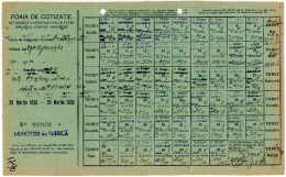Romania, 1938/1939, Social Insurance Ticket - Nice Franking, Many Postmarks - Marcofilie