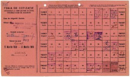 Romania, 1939/1940, Social Insurance Ticket - Nice Franking, Many Postmarks - Postmark Collection