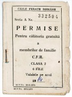 Romania, 1984, Romanian Railways CFR Identity Card - Free Permit, 2nd Class - Sonstige & Ohne Zuordnung