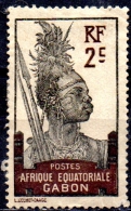 GABON 1910 Gabon Warrior -    2c.   - Black And Brown FU SOME PAPER ATTACHED - Ongebruikt