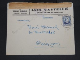ESPAGNE - Enveloppe De Carcagente Pour La France En 1937 Avec Controle De Valencia -  à Voir P7309 - Marques De Censures Nationalistes