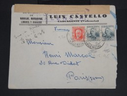 ESPAGNE - Enveloppe De Carcagente Pour La France En 1937 Avec Censure De Valencia -  à Voir P7311 - Marques De Censures Nationalistes