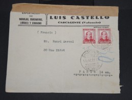 ESPAGNE - Enveloppe De Carcagente Pour La France En 1937 Avec Censure De Valencia -  à Voir P7312 - Nationalistische Censuur