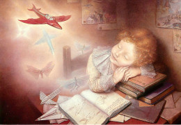 Arts - Peintures & Tableaux - Peintre André Martins De Barros - Invitation Au Rêve - Enfants - Aviation - Avions - Elfes - Paintings