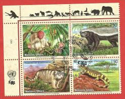 ONU - NAZIONI UNITE GINEVRA USATO FDC - 2002 - Specie In Via Di Estinzione - 0,90 Fr. X 4 - NT-GE 434-437 - Used Stamps