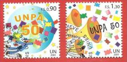 ONU - NAZIONI UNITE GINEVRA USATO 2001 - 50° Anniversary UN Postal Administration - 0,90 + 1,30 Fr. - NT-GE 424-425 - Usati