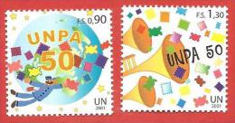 ONU - NAZIONI UNITE GINEVRA MNH 2001 - 50° Anniversary UN Postal Administration - 0,90 + 1,30 Fr. - NT-GE 424-425 - Ongebruikt