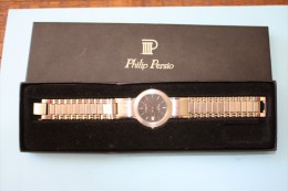 Montre De Luxe PHILIP PERSIO Pr Homme-Quartz - Analogique-Gde Aiguille Trotteuse Calendrier Jour PARFAIT ETAT De Marche - Montres Modernes