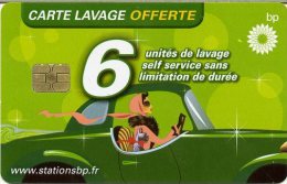 @+ Carte De Lavage BP  France - 6 UNITES - Auto Verte (offerte) - Colada De Coche