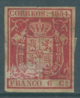 SPAIN  - MH/*. - 1854 - ESCUDO DE ESPANA  - Yv 24 Mi 26w Edifil 24 6 CUERTOS -  Lot 12041 - SEE SCANS SECOND CHOICE - Postfris – Scharnier