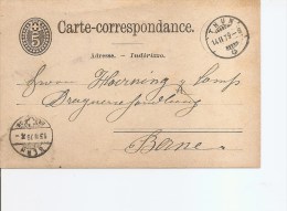 Suisse ( Carte Correspondance De 1879 De Thun Vers Berne à Voir) - Covers & Documents