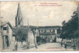 SAINT - NICOLAS  De  La  GRAVE    (  82  )  L' Eglise  Et  Son  Bureau  De  Tabac     ( Carte Vendue En L'etat  ) - Saint Nicolas De La Grave