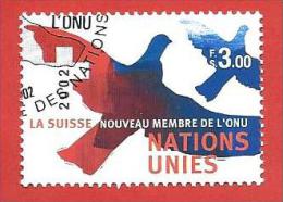 ONU - NAZIONI UNITE GINEVRA USATO - 2003 - Svizzera - Nuovo Membro Nazioni Unite - 3,00 Fr. - Michel NT-GE 458 - Usados