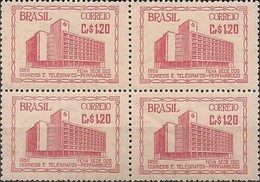 BRAZIL - BLOCK OF FOUR OPENING OF THE NEW BUILDING OF PERNAMBUCO POST OFFICE (1,20Cr) 1951 - MNH - Ongebruikt