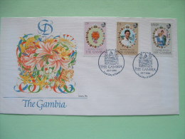 Gambia 1981 FDC Royal Wedding Charles & Diana - Flowers - Uniform Cathedral Cancel - Gambia (1965-...)