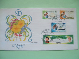 Nevis 1981 FDC Royal Wedding Charles & Diana - Flowers - Ships - Antilles