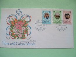 Turks And Caicos Is. 1981 FDC Royal Wedding Charles & Diana - Flowers - Palace - Uniform - Turks E Caicos