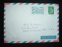 LETTRE PAR AVION POUR USA TP MARIANE DE CHEFFER 0,30 + TP PONT DE SAINT-NAZAIRE 1,40 OBL.MEC.2-2-1976 LAON RP (02) - 1967-1970 Marianne De Cheffer