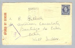 OZ Australien 1943-01-09 Zensurbrief Nach Santiago Di Cuba - Briefe U. Dokumente