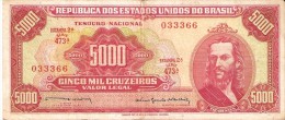 BILLETE DE BRASIL DE 5000 CRUZEIROS DEL AÑO 1964  (RARO)(BANKNOTE) TIRADENTES - Brazilië