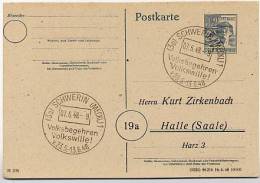 P962/06 Postkarte ZUDRUCK Zirkenbach Halle VOLKSENTSCHEID Schwerin 1948 - Entiers Postaux