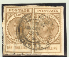 OZ Australien South Australia Fiskalmarke 1 Shilling 2x Perfin - Used Stamps