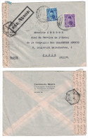 Egypte Egypt 1949 ? Lettre Cover To France Paris 32 Mills 10 + 22 Par Avion Bande Censure VOIR CACHETS Chargeurs Reunis - Lettres & Documents