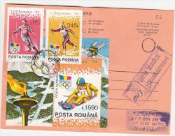 LILLEHAMMER'94 WINTER OLYMPIC GAMES, SKIING, SLEIGH, STAMPS ON CONFIRMATION OF RECEIPT, 1995, ROMANIA - Invierno 1994: Lillehammer