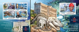 Togo 2015, Museum Of Monaco, Fossils, Fishes, Ship, Dinosaurus, 4val In BF +BF - Fossilien