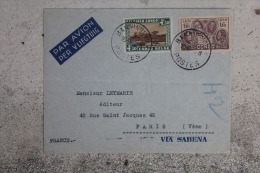 Cover Enveloppe Affranchie Congo Belge Pour Paris Oblitération Banningville - Cartas & Documentos