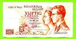 Begië. Biljet 50 Frank.  Koninkrijk België Vijftig Frank. Royaume De Belgique Cinquante Francs. - Otros & Sin Clasificación