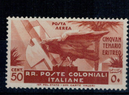 1933 EMISSIONI GENERALI POSTA AEREA CINQUANTENARIO ERITREO 50 CENT. **MNH FRESCO ALTA QUALITA' - Emissions Générales