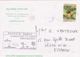 POLYNESIE  LE "JEANNE D'ARC" A TAHITI  CAMPAGNE 1990 - Briefe U. Dokumente