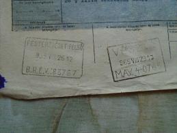 Hungary - Récépissé  Bill Of Freight  -MÁV -Railway  Train - Pesterzsébet Felsö  -Vésztö  1965     X12.4 - Europe