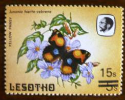 LESOTHO PAPILLONS-BUTTERFLIES MARIPOSAS-FARFALLE-SCHMET TERLINGE  Reimpression 1 Valeur Surchargée  15s Sur 5s**, MNH - Butterflies