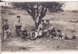 Carte Postale Photo Militaire Français  Régiment Afrique Du Nord  ZOUAVES-SPAHIS ? Colonie-Mitrailleuse-Chien  A SITUER- - Regimente