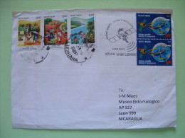 India 2015 FDC Cover To Nicaragua - Satellite Telecomunications - People At Work Grains River Railway - Lettres & Documents