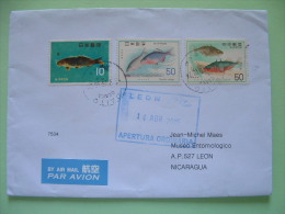 Japan 2015 Cover To Nicaragua - Fishes - Brieven En Documenten