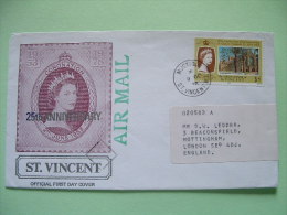 Grenadines Of St. Vincent 1978 Cover To England - 25th Anniv. Coronation - Cathedral - St.Vincent E Grenadine