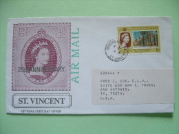 Grenadines Of St. Vincent 1978 Cover To USA - 25th Anniv. Coronation - Cathedral - St.Vincent E Grenadine