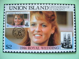 Union Island - Grenadines Of St. Vincent 1986 FDC Maxicard - Royal Wedding - St.Vincent E Grenadine