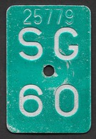 Velonummer St. Gallen SG 60 - Plaques D'immatriculation