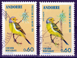 Andorre 240 Variété Tête Bleue Et Normal Venturon Répertorié Catalogue Spécialisé1974 Oblitéré Used - Oblitérés