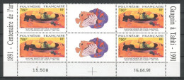 Polynésie 1991 N° 385A Neufs = MNH Bloc De 4 Coin Daté Non Pliée Superbe Paul Gauguin Nature Fruits Peintures Painting - Unused Stamps