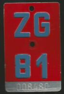 Velonummer Zug ZG 81 - Nummerplaten