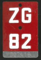 Velonummer Zug ZG 82 - Plaques D'immatriculation