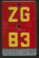 Velonummer Zug ZG 83 - Number Plates